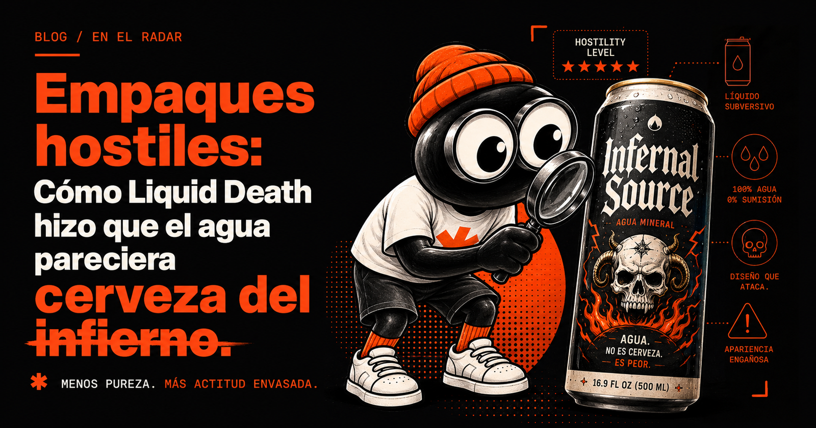 Empaques hostiles: Cómo Liquid Death hizo que el agua pareciera cerveza del infierno.
