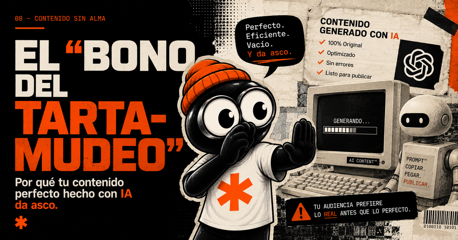 El “bono del tartamudeo”: Por qué tu contenido perfecto hecho con IA da asco.