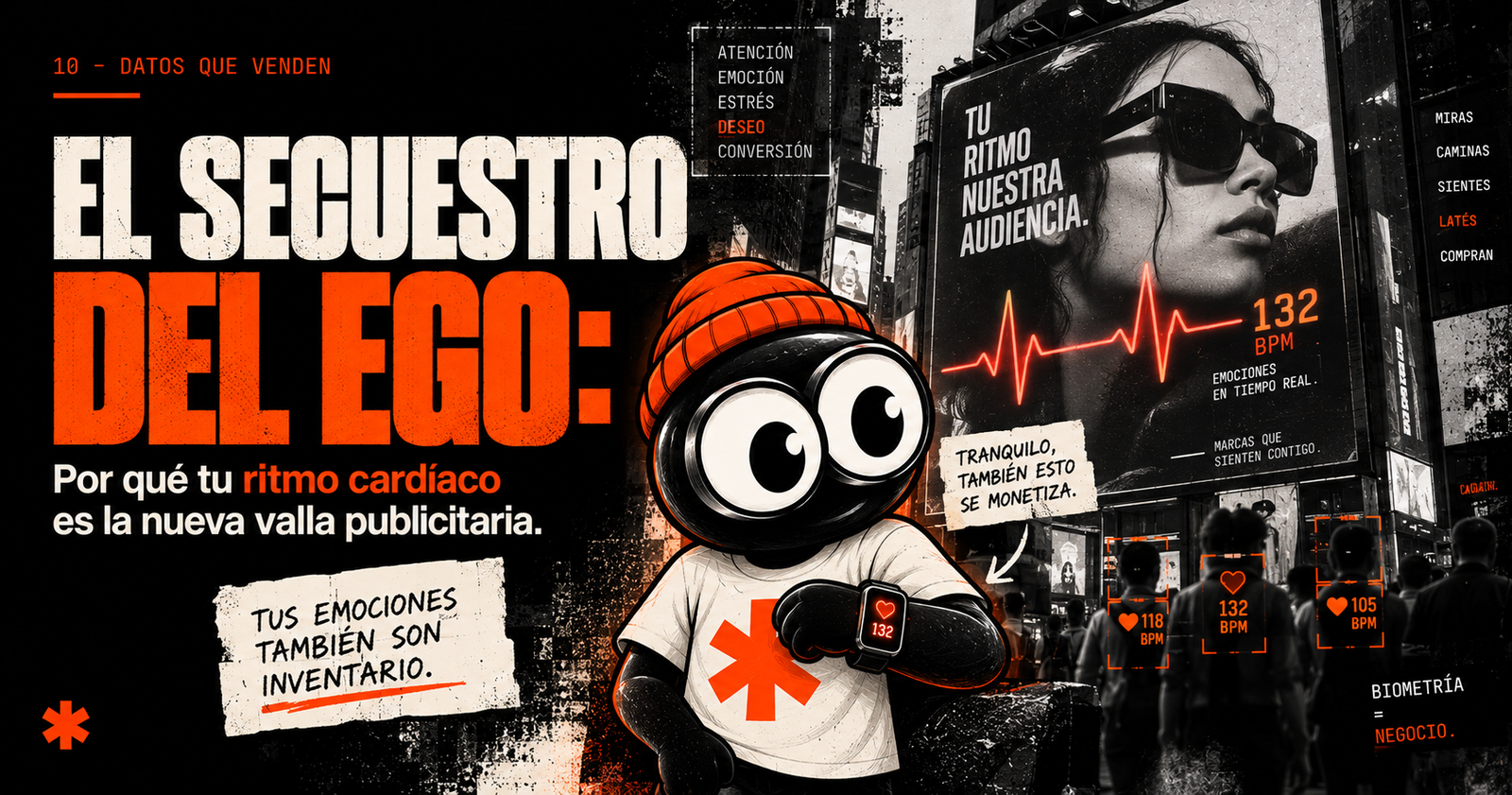 El secuestro del ego: Por qué tu ritmo cardíaco es la nueva valla publicitaria.