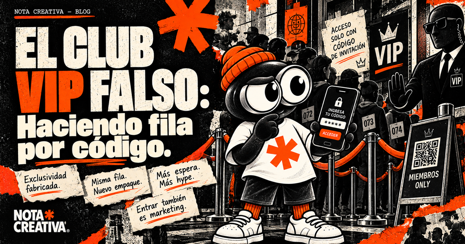 El club VIP falso: Haciendo fila por código.